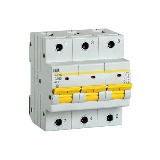 Автоматический выключатель ВА47-150 3Р 100А 15кА C IEK фото 1