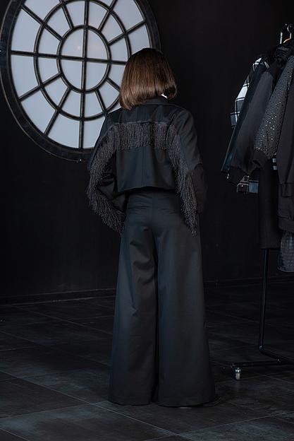 Широкие чёрные брюки со складками на девочку ОПТ фото 4