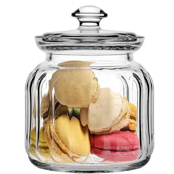 Банка для сыпучих прод.  900 мл. d=102 мм. h=152 мм. со стекл. крышкой Вива /1/6/324/ фото 1