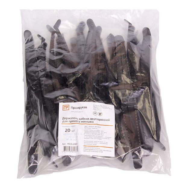 Держатель кабеля двусторонний для прямого монтажа (уп.20шт) черн. Промрукав PR13.0383 фото 2