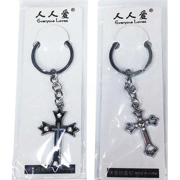 Брелок металлический Крест со стразой 12 шт ОПТ фото 2