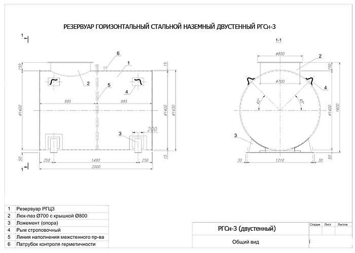 Резервуар горизонтальный стальной РГСн-3 фото 3
