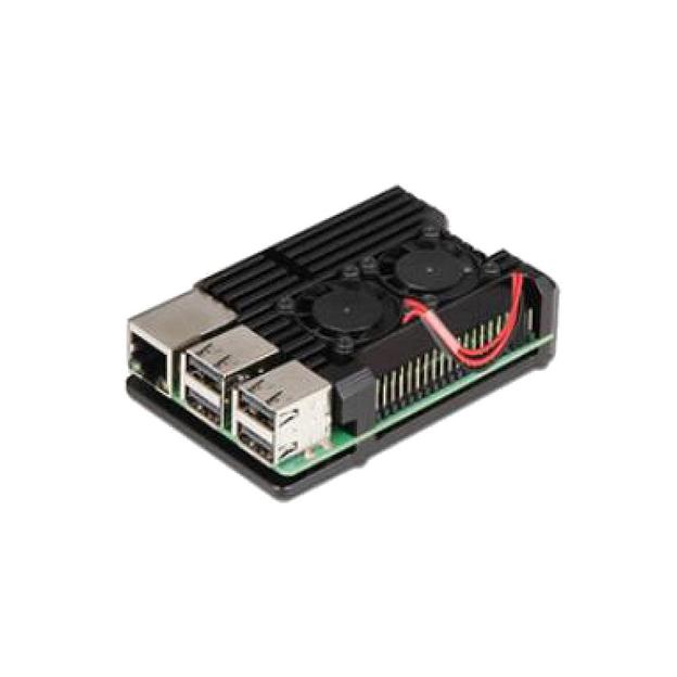 RA503 Корпус ACD Black Metal Aluminum Case with Double Fans for Raspberry Pi 4B (RASP4033) фото 1