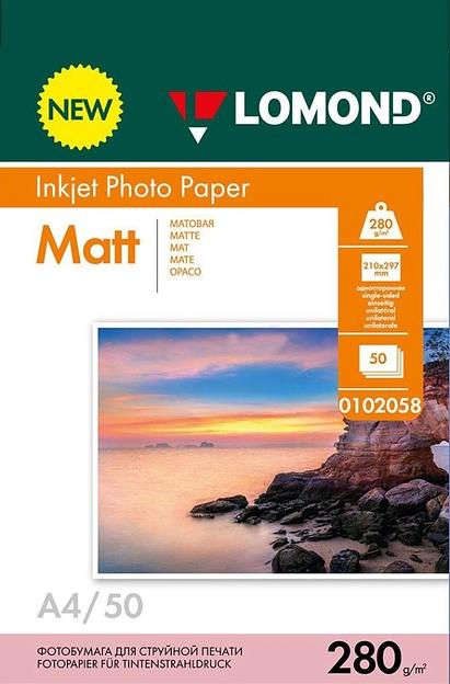 Фотобумага LOMOND 280 г/м2 А4 односторонняя матовая 50 л. фото 1