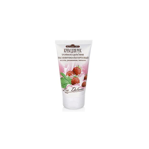 Liv delano крем для рук тройн/действземлянично-йогуртувл/пит/защ 150гр фото 1