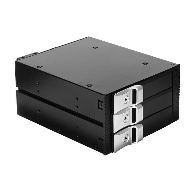 Exegate EX264639RUS Корзина для HDD Exegate HS335-01 (универсальная, на 3*3,5" SATA/SAS HDD, занимает 2*5,25" отсека) фото 1