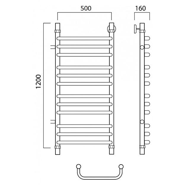 Полотенцесушитель водяной Роснерж Скоба L102011 120x50 с боковым подключением 800 групповой фото 2