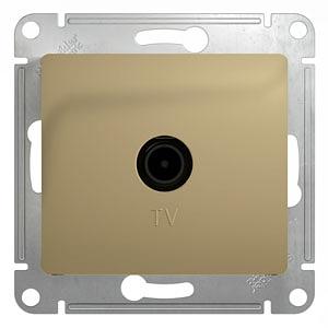 GLOSSA Розетка телевизионная TV одиночная в рамку 1дБ титан фото 3