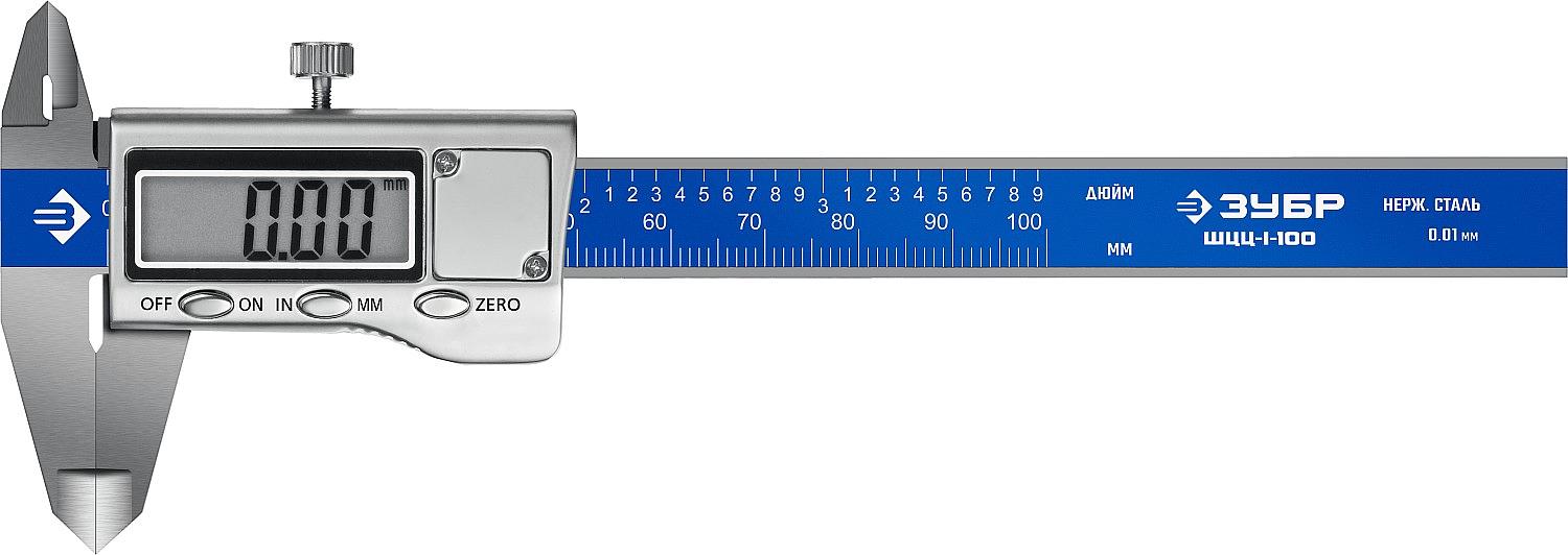 ЗУБР ШЦЦ-I-100-0.01, 100 мм, электронный штангенциркуль, Профессионал (34463-100) фото 1