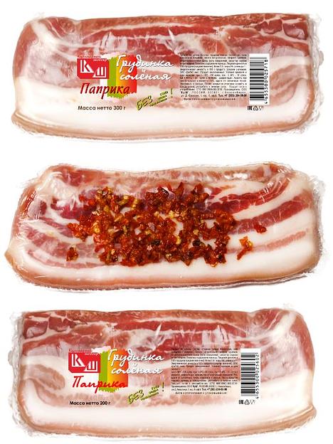 Грудинка свиная солёная в вакууме «Паприка» ОПТ фото 1