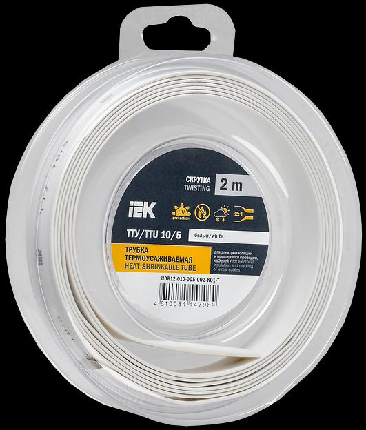 Трубка термоусадочная ТТУ нг-LS 10/5 белая (2м/упак) IEK фото 1