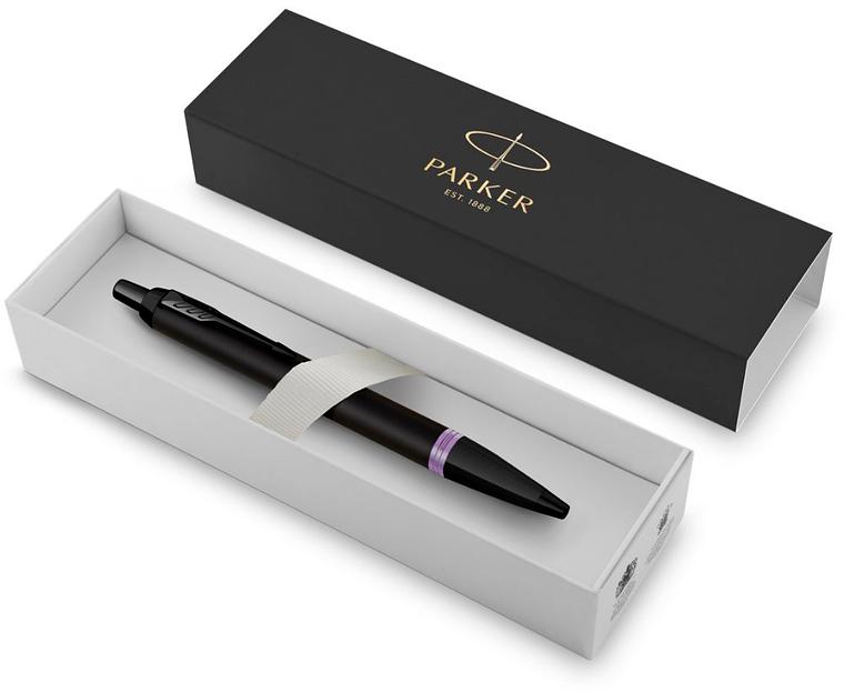Ручка шариков. Parker IM Vibrant Rings K315 (CW2172951) Amethyst Purple PVD M син. черн. подар.кор. фото 4