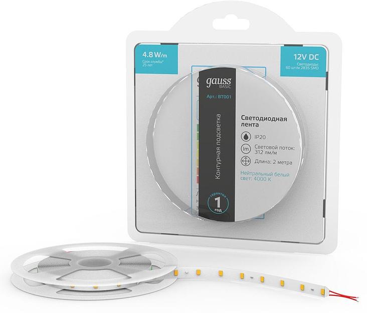 Лента светодиод. Gauss Basic 2м (BT001) фото 1