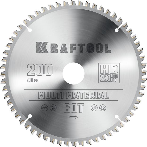 KRAFTOOL Multi Material, 200 х 30 мм, 60Т, пильный диск по алюминию (36953-200-30) фото 1
