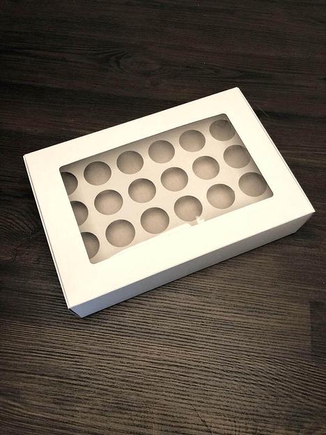 Упаковка для капкейков с окном 30,5х20,5 см 24 шт мелованный картон фото 1