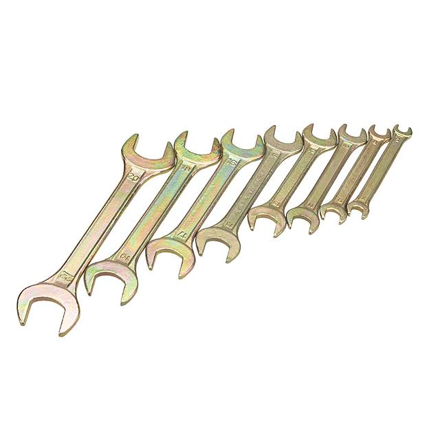 Набор ключей рожковых (6х7-20х22 мм), (упак - 8 шт.), желтый цинк, REXANT фото 1