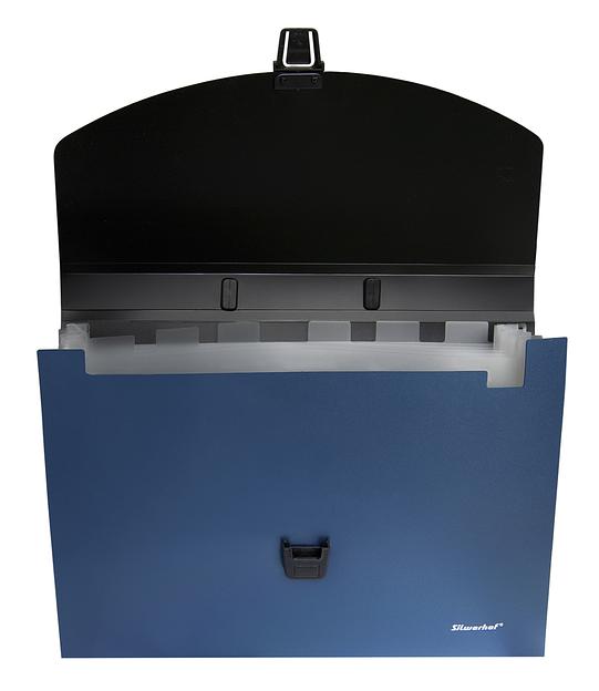 Портфель Silwerhof Perlen 322716-02 6 отдел. A4 пластик синий металлик фото 3