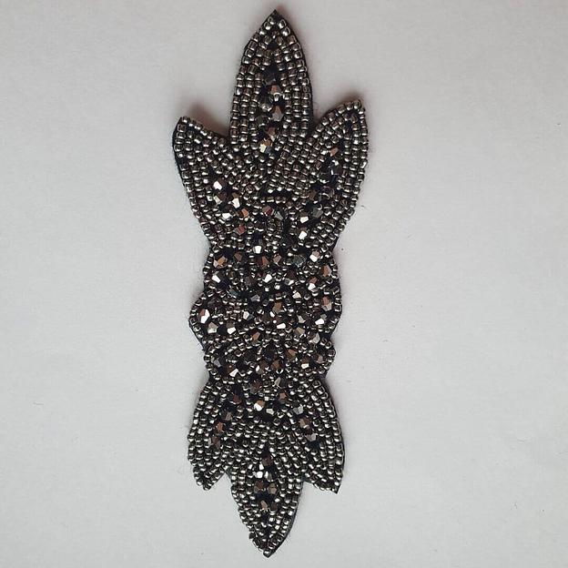 Аппликация пришивная «Цветок» удлинённый серебро фото 2