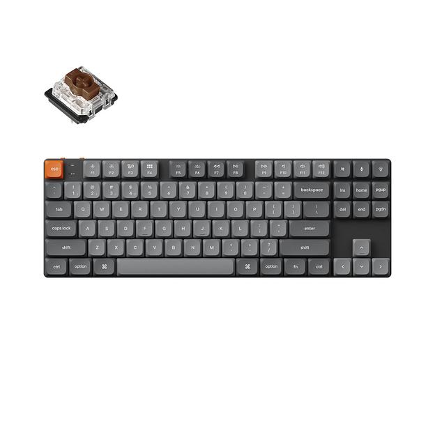 Беспроводная механическая ультратонкая клавиатура QMK Keychron K1 Max, 87 клавиш, Hot Swap, RGB-подсветка, Gateron Brown Switch фото 1
