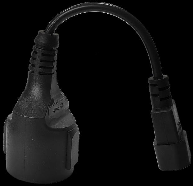 Удлинитель, вилка C14 - розетка Schuko, 3х0.75, 220В, 10А, черный, 0.2 метра (LAN-PPS/14-0.2-BK) фото 2