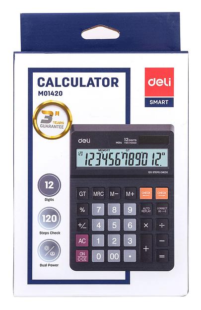 Калькулятор настольный Deli EM01420 черный 12-разр. фото 5