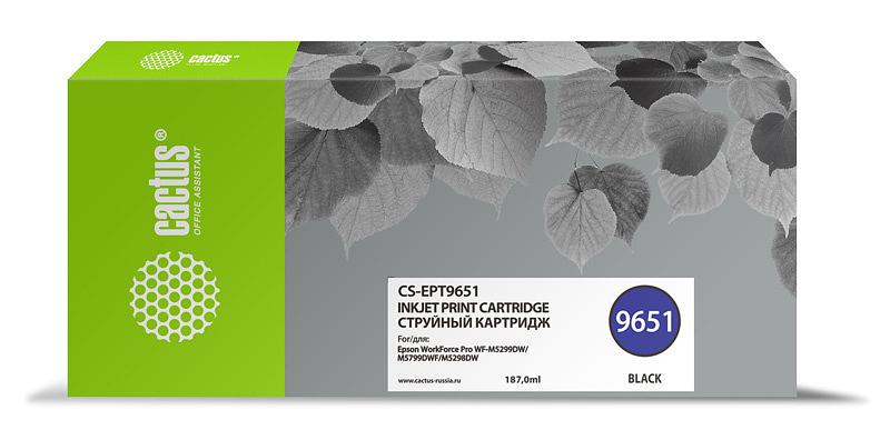 Картридж струйный Cactus CS-EPT9651 T9651 черный (187мл) для Epson WorkForce Pro WF-M5299DW/M5799DWF фото 1
