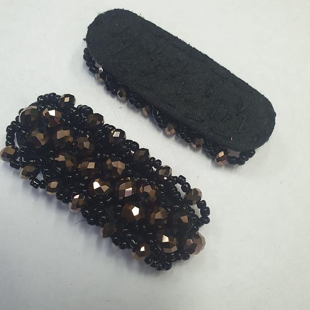 Аппликация пришивная «Эклер» коричневая с чёрным фото 2