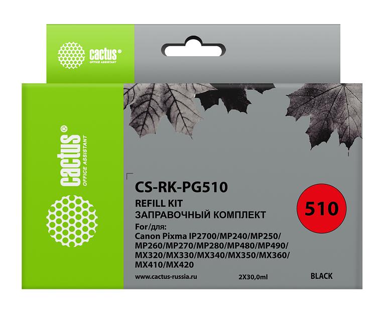 Заправочный набор Cactus CS-RK-PG510 черный 2x30мл для Canon MP240/ MP250/MP260 фото 1