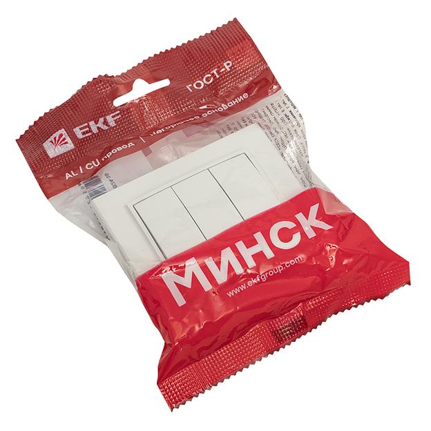 EKF ERV10-024-10 Минск Выключатель 3-клавишный СП,10А, белый EKF Basic фото 2