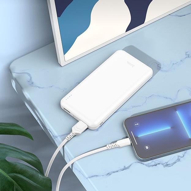 Мобильный аккумулятор Hoco J100 High-ranking white 10000mAh 2.1A 2xUSB-A белый фото 3