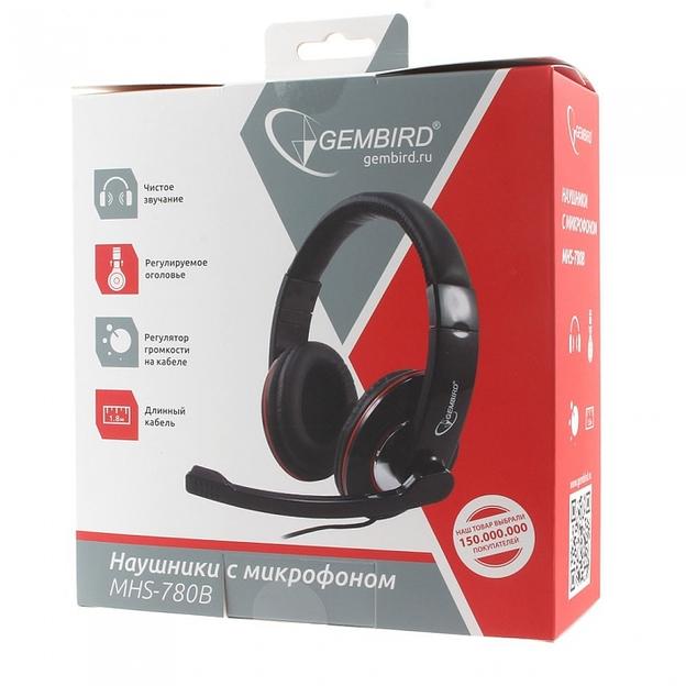 Гарнитура стерео Gembird MHS-780B, черный, регулятор громкости фото 2