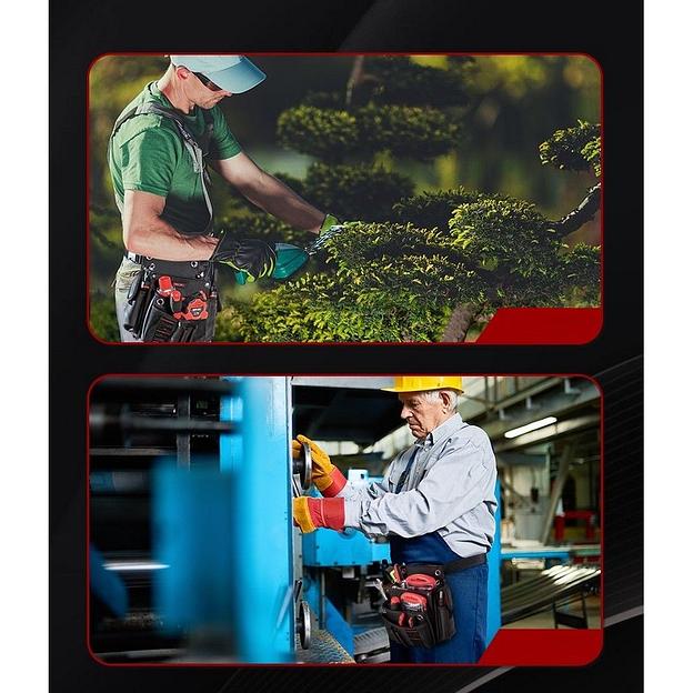 Ящики, сумки для инструментов Deli Поясная сумка монтажника Deli DL5865 250 x 250 x 110мм, 7 карманов, ткань Оксфорд 1680D, кожанные боковые карманы фото 7