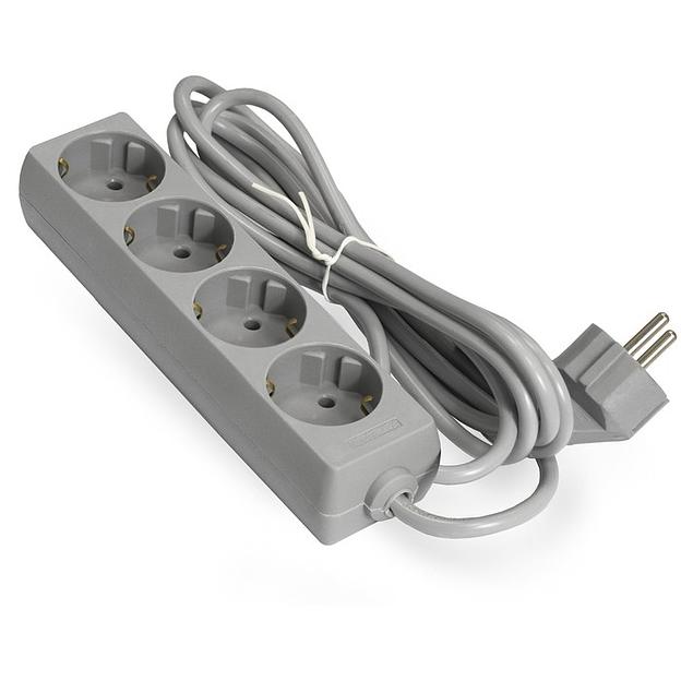 Exegate EX285817RUS Удлинитель ExeGate ECE-4-5G (4 евророзетки с заземлением, 5м, серый) фото 1
