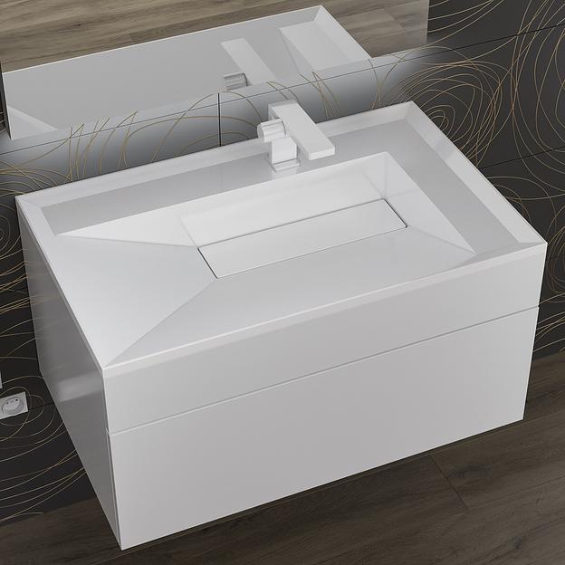 Раковина для ванной полувстраиваемая Uperwood Lotus 80 см, прямоугольная, белая глянцевая фото 1