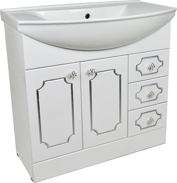 Тумба Соренто 85 DORATIZ 9912.333, белая, патина серебро фото 4