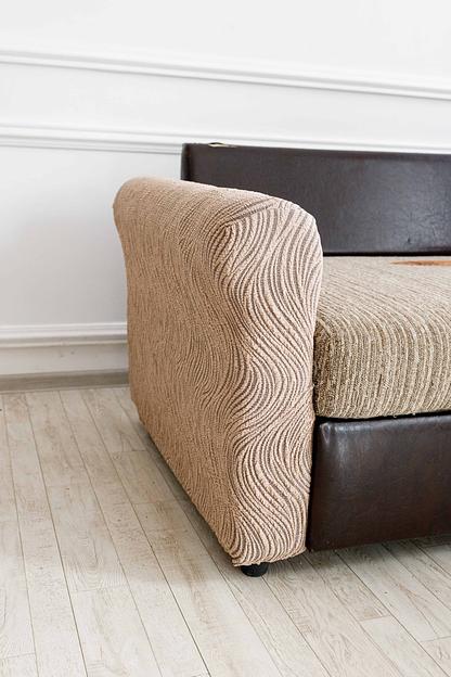 Чехол на подлокотник дивана/кресла Чехлы&Пледы «Жаккард волна» капучино ОПТ фото 1