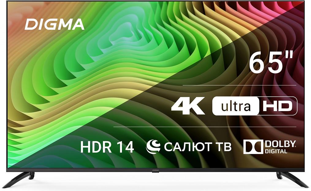 Телевизор LED Digma 65" DM-LED65UBB40 Салют ТВ Frameless Metal черный/черный 4K Ultra HD 60Hz DVB-T DVB-T2 DVB-C DVB-S DVB-S2 USB WiFi Smart TV фото 1