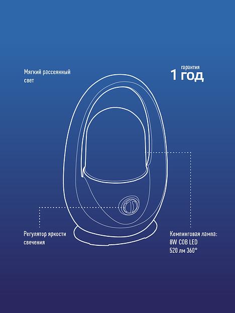 Фонарь кемпинговый аккумуляторный, 8W COB LED, аккум. 4V 2Ah, 520Лм, 15 часов фото 5