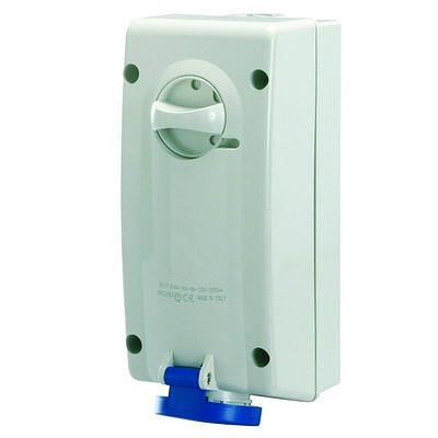 Розетка настенная с мех-ой блокировкой и боковым расположением разъема IP44 32А 3P+E+N 400В фото 1