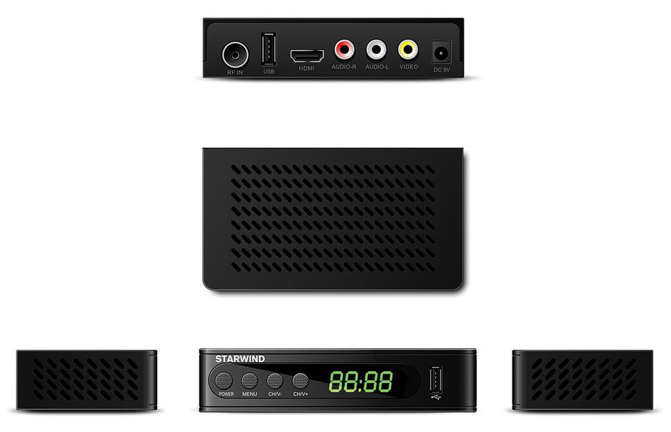Ресивер DVB-T2 Starwind CT-200 черный фото 4