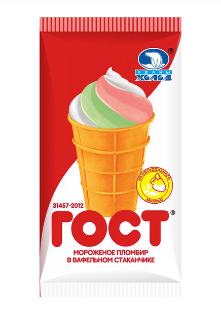 Пломбир ГОСТ трехцветный в стаканчике ОПТ фото 1