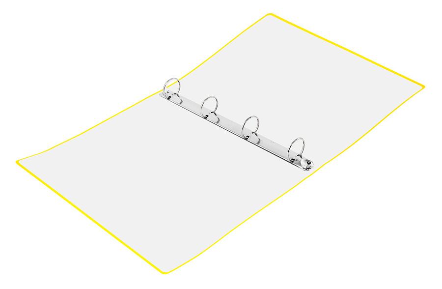Папка панорама на 4-х кольцах Бюрократ Double Neon DNE0740/4RYEL A4 пластик 0.7мм кор.40мм карм.на лиц.стор. желтый фото 2