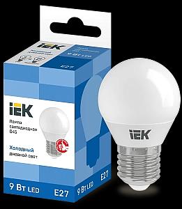 Лампа светодиодная LED 9вт Е27 дневной матовый шар ECO IEK LLE-G45-9-230-65-E27, 1 шт фото 1