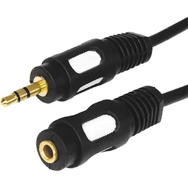 Шнур Стерео 3,5 мм гнездо - Стерео 3,5 мм штекер, длина 5 метров (GOLD) REXANT фото 1