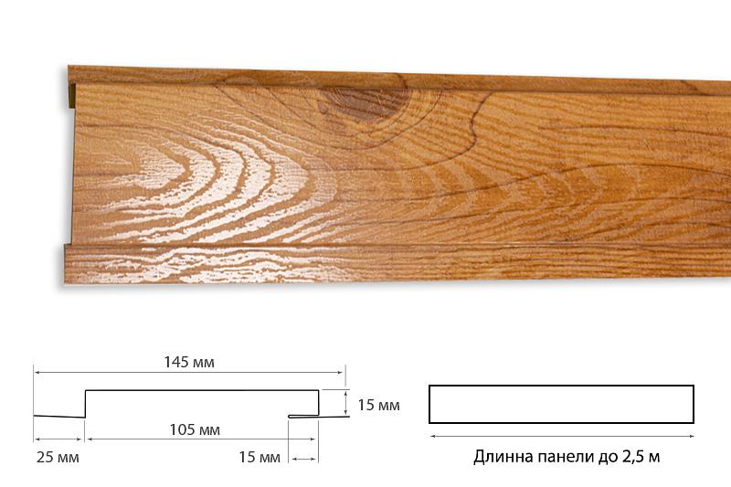 Фасадная L-узкая панель, покрытие под дерево глянцевое ОПТ фото 1