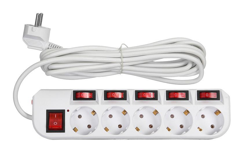 Сетевой фильтр Buro 500SH-5-SW-W 5м (5 розеток) белый (коробка) фото 2