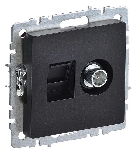 Розетка комп/телев. IEK Brite BR-AK20-1-K02 концевая скрыт. штор. черный (упак.:1шт) фото 1
