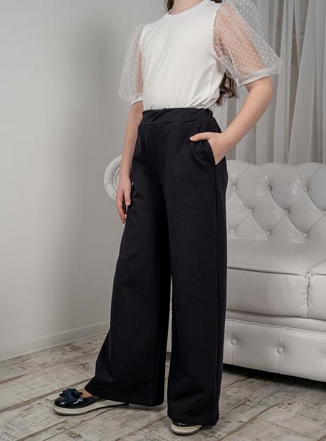 Брюки широкие, свободные Энди для девочек, чёрные, 4-122, опт фото 5