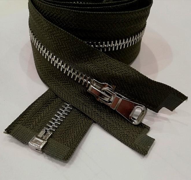 Молния металл №5 80см. 1зам. золотой зуб Хаки фото 1