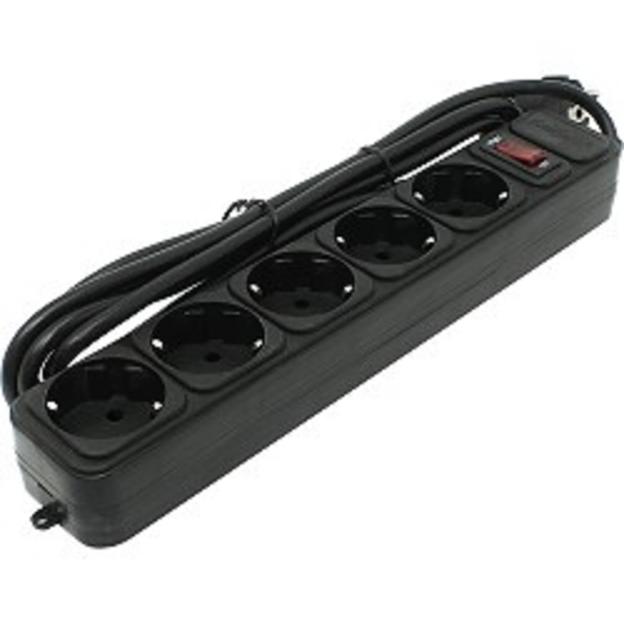 Exegate EX221185RUS Сетевой фильтр Exegate SP-5-3B (5 розеток, 3м, евровилка, черный) фото 1